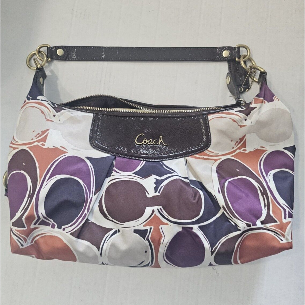 Coach F20063 Ashley Hand Drawn Scarf Print CV Hobo Shoulder Bag Multicolor